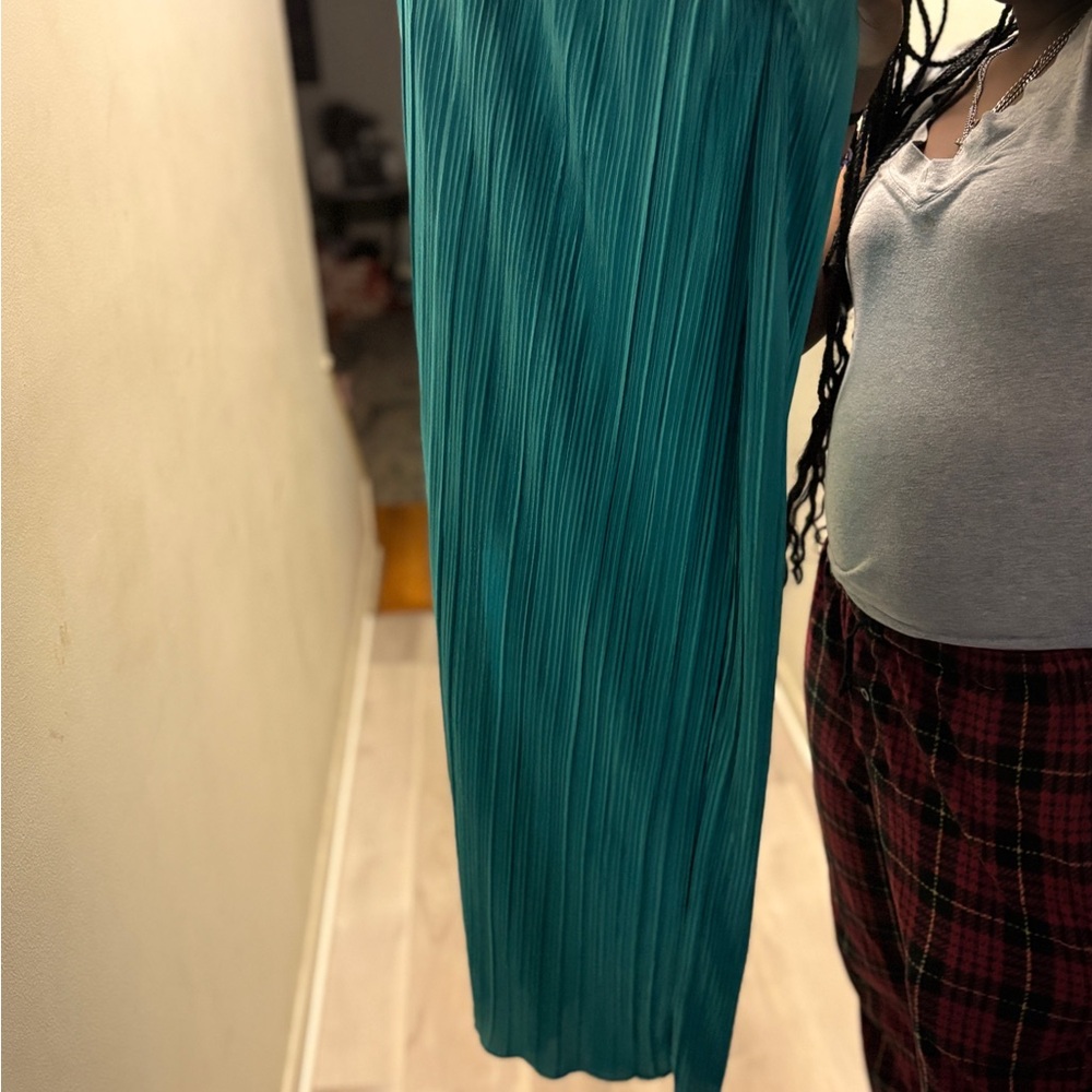 Teal Pleated Maxi Skirt - Women's Elegant Pleated Design